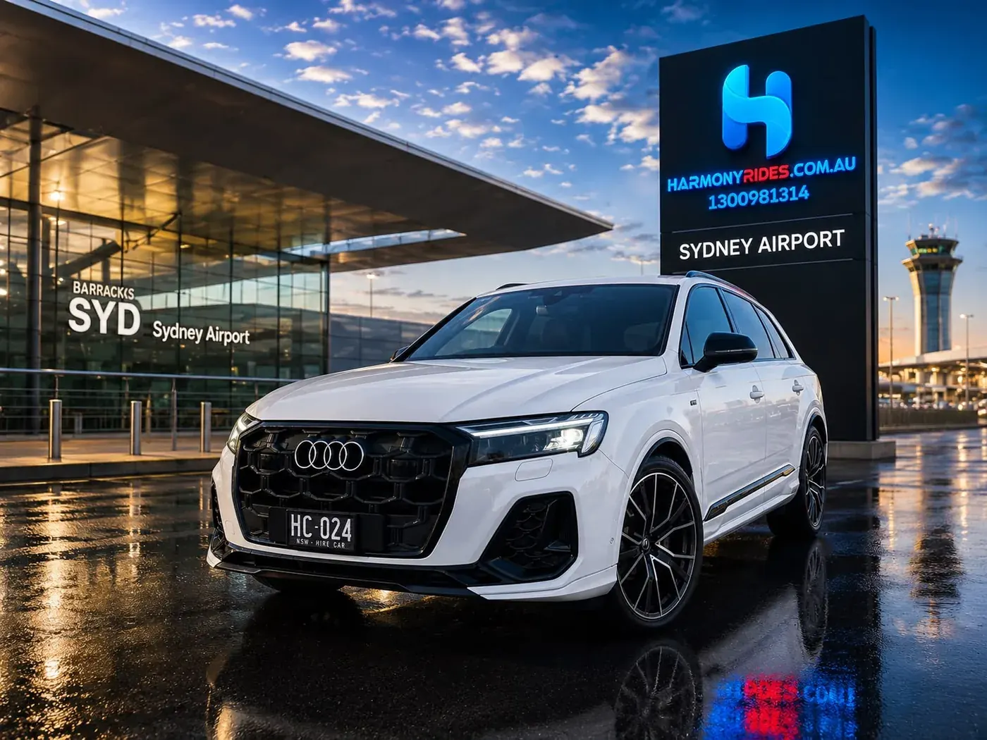 Harmony Rides Audi corporate transfer vehicle at Sydney Airport