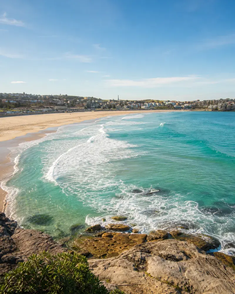 Bondi Beach coastline and turquoise ocean
