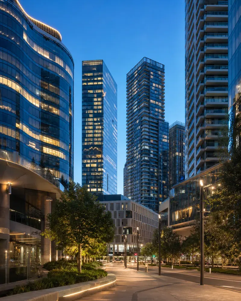 Chatswood modern high-rise district at blue hour