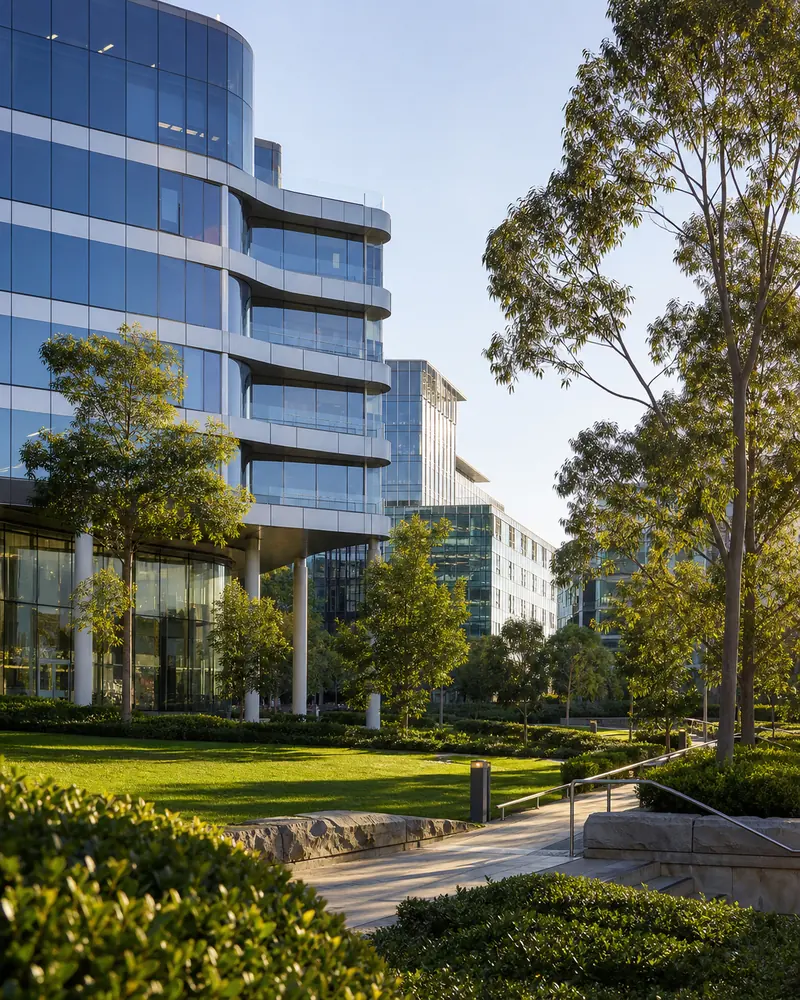 Macquarie Park business district with modern offices and landscaping
