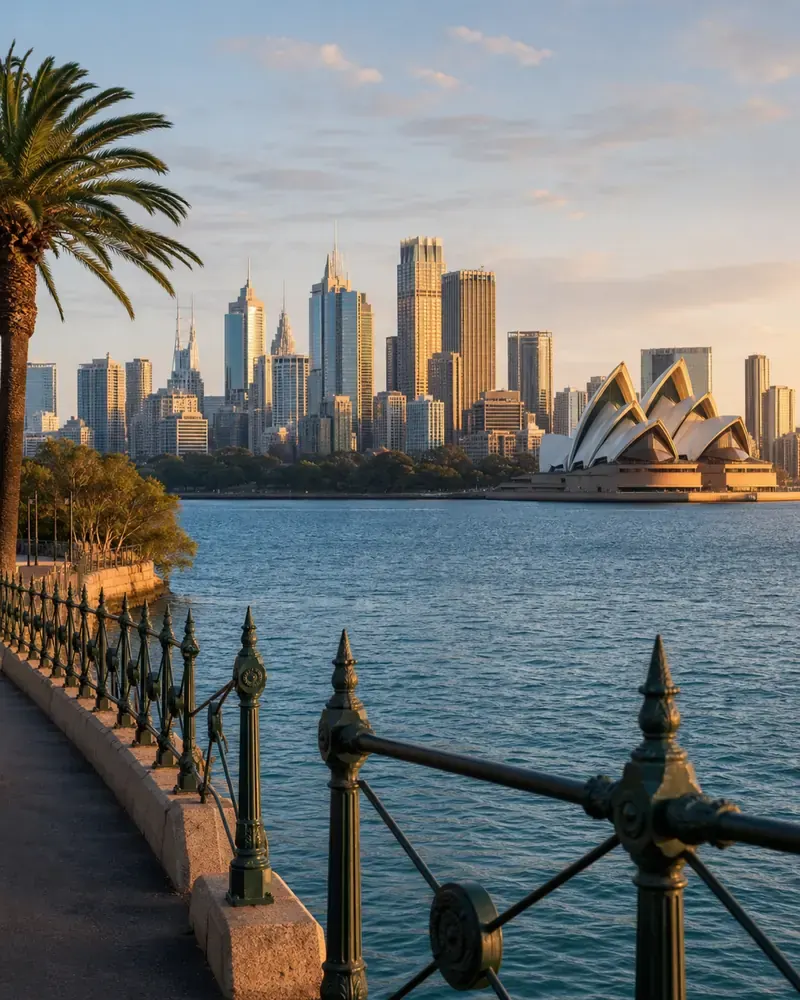 Sydney Harbour waterfront and CBD skyline