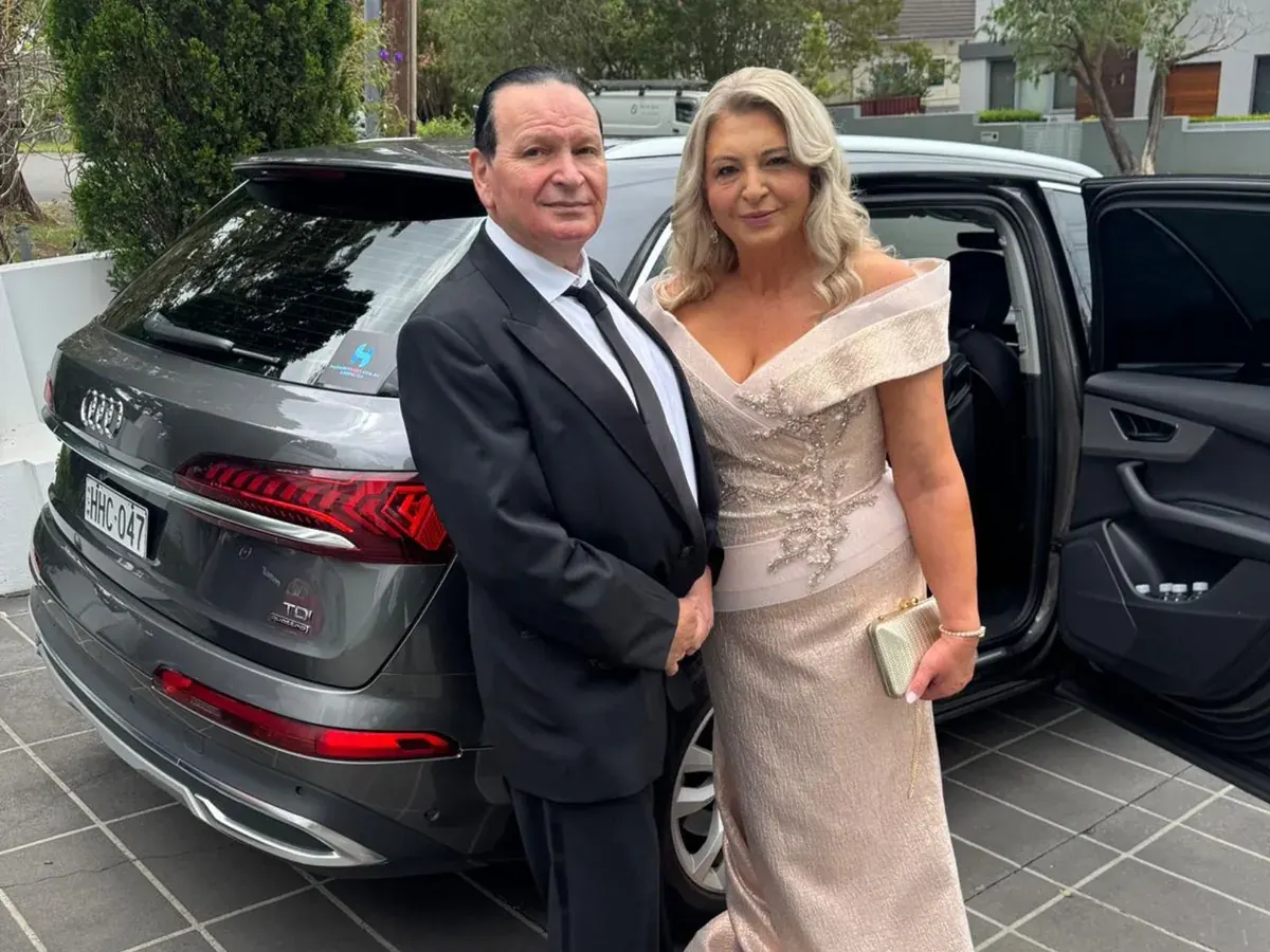 Couple beginning their Harmony Rides chauffeur journey